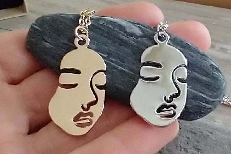 Minimalist Face Necklace, Abstract Face Necklace, Picasso Necklace image 5