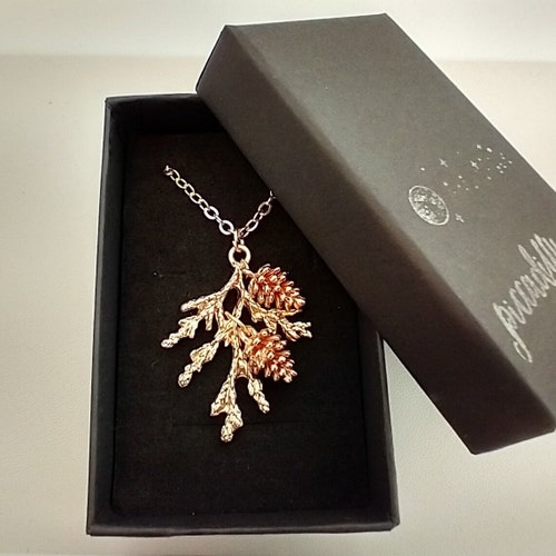 Evergreen Nature Necklace, Pinecone Necklace, Available in Silver or Light Rose Gold