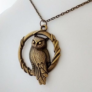 Owl Statement Necklace, Bronze Owl Necklace, Vintage Owl Necklace