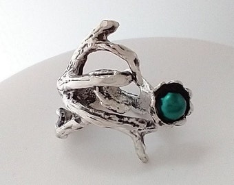 Silver Branch Ring, Silver Twig Ring