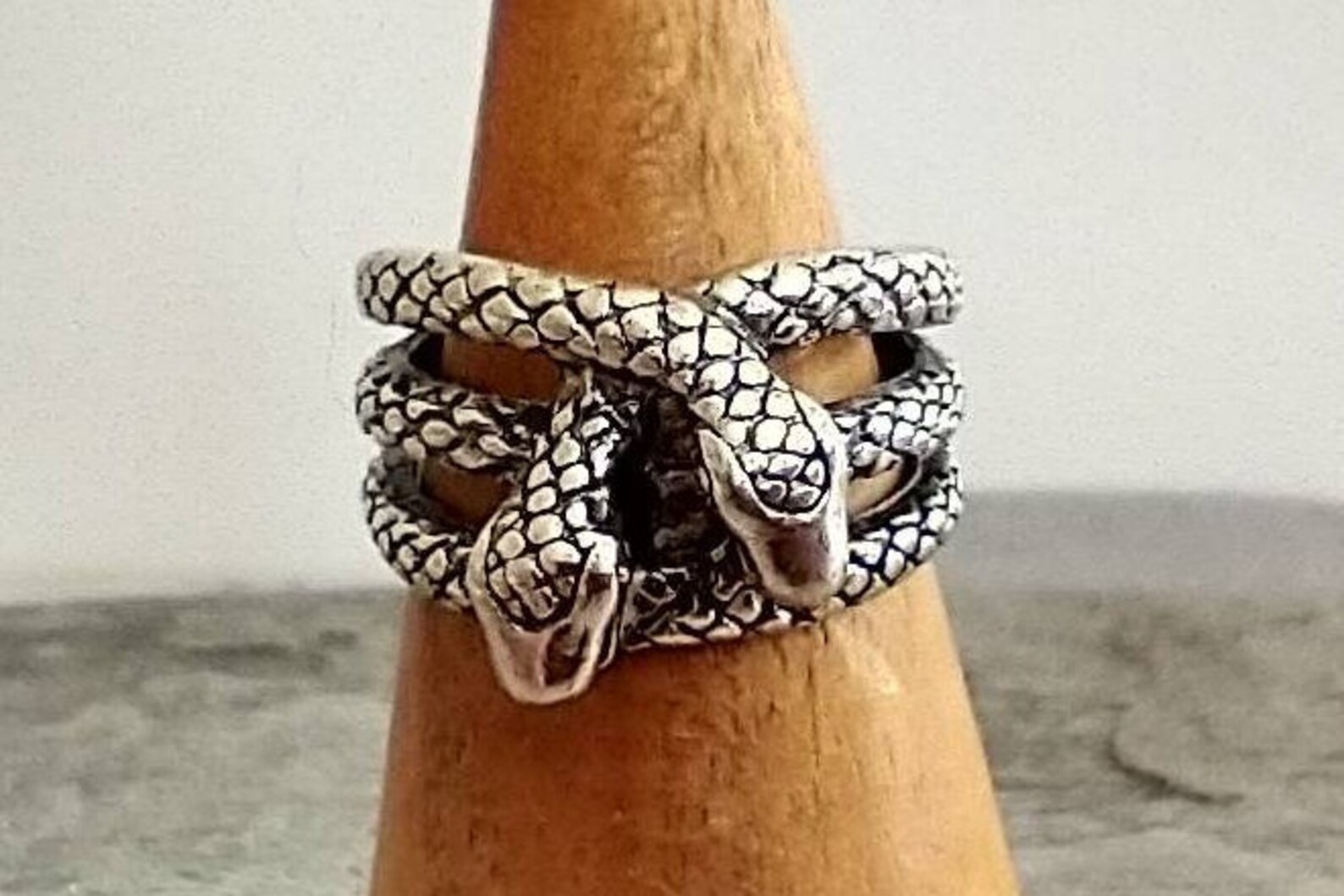 Double Snake Head Ring Silver Snake Ring Snake Statement Etsy