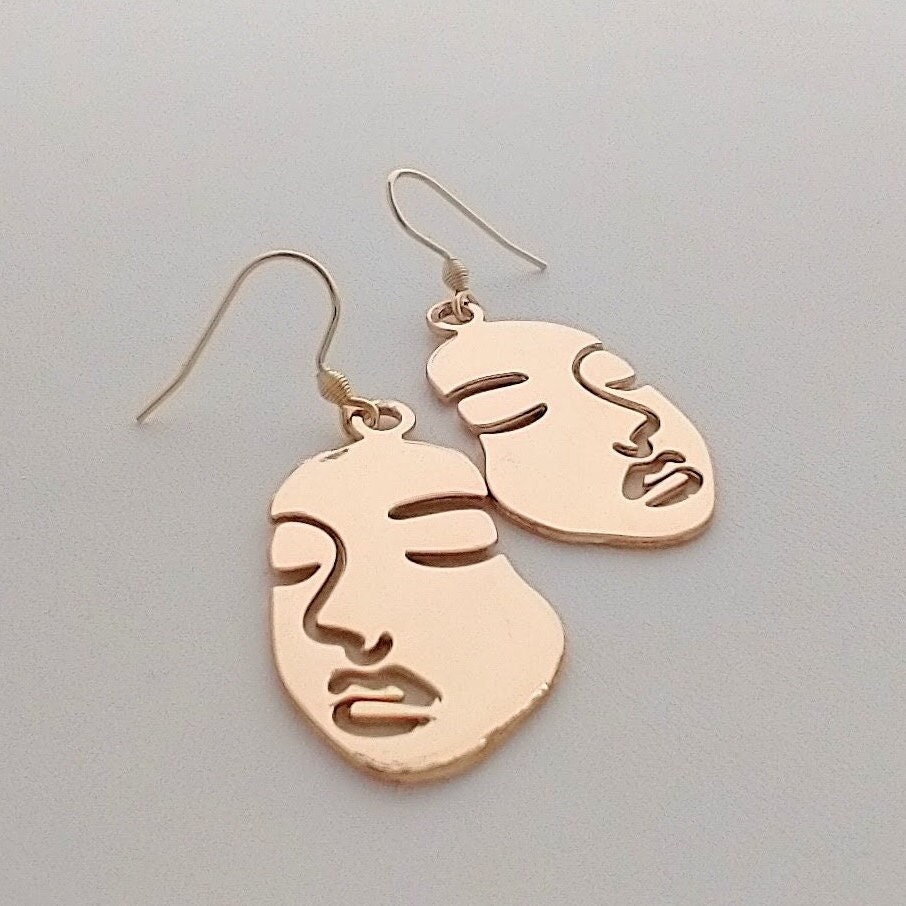 Abstract face 2024 outline earrings