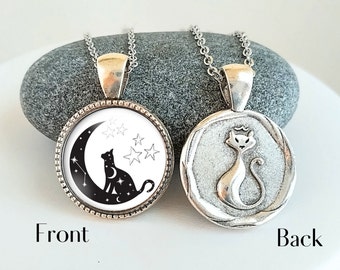 Handmade Cat Necklace, Silver Cat Necklace, Cat Gift,