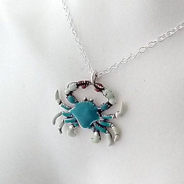 Blue Crab Necklace, Set Available, Maryland Crab Necklace, Minimalist Crab Necklace
