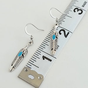 Southwest Feather Earrings, Simple Silver Feather Earrings image 6