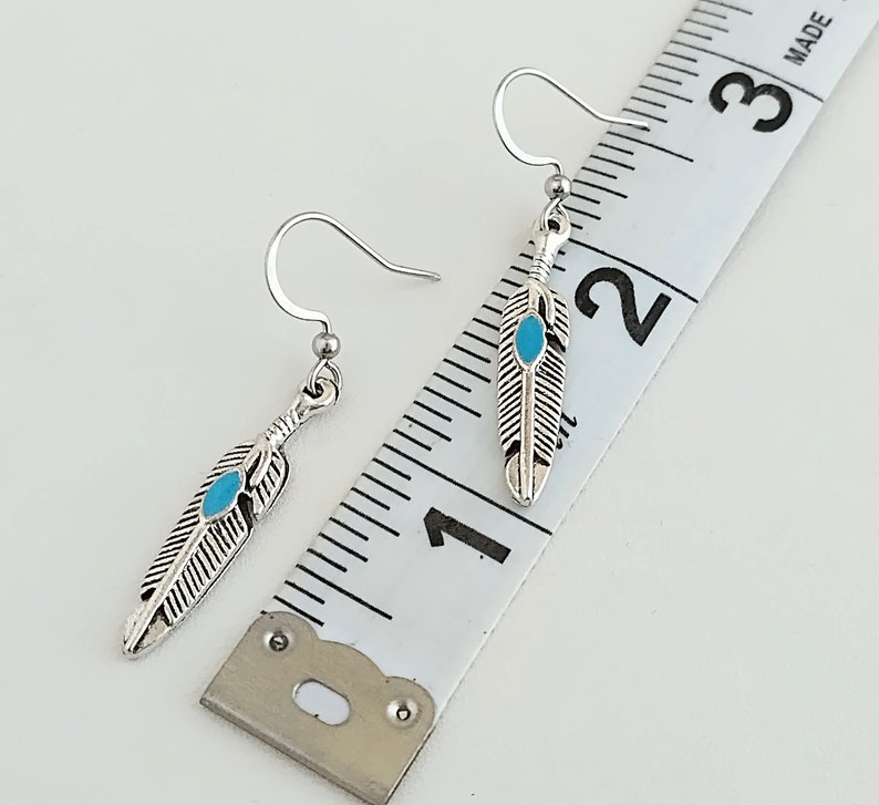 Southwest Feather Earrings, Simple Silver Feather Earrings image 6