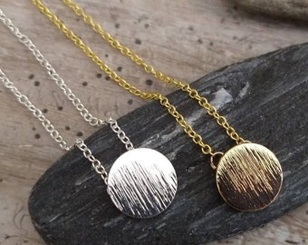 Minimalist Circle Necklace, Available in Silver or Gold