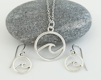 Wave Necklace & Earring Set, Nautical Jewelry Set, Coastal Jewelry, Beach Necklace