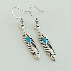 Southwest Feather Earrings, Simple Silver Feather Earrings image 3
