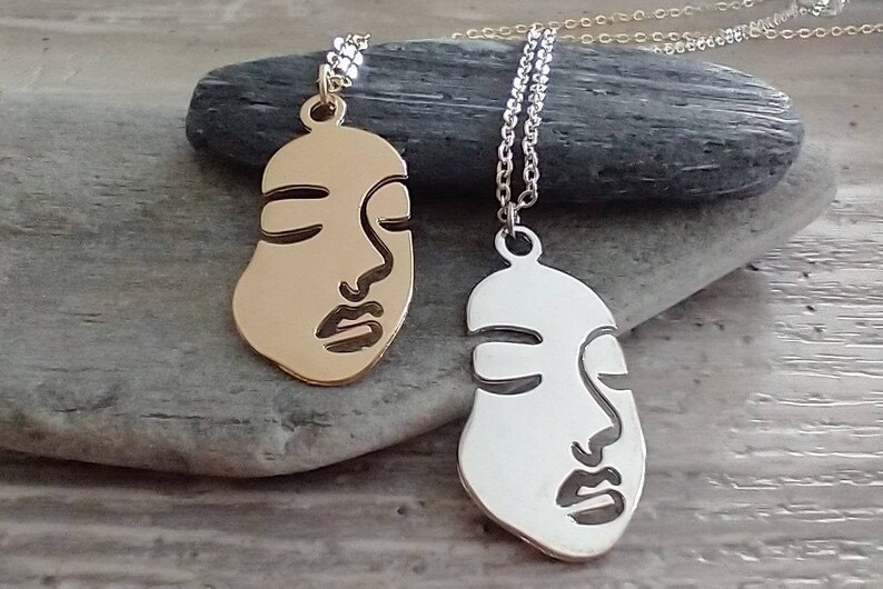 Minimalist Face Necklace, Abstract Face Necklace, Picasso Necklace image 4