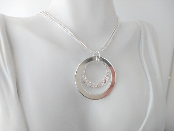 Brushed Double Circle Necklace, Prices Reflect MSRP, TN-4
