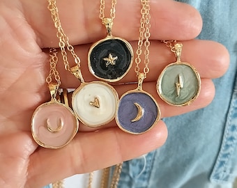 Adorable Little Pendant Necklaces, Group Gift For Girl, Gold Celestial Necklace