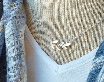 Dainty Leaf Necklace, Available in Silver or Gold