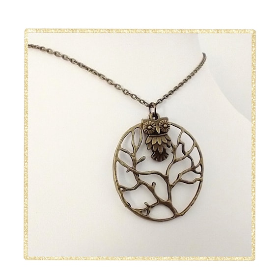 Bronze Owl  Necklace, HN-OWL-2