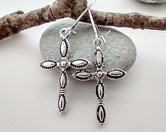 Gorgeous Silver Cross Earrings, Silver Cross Earrings