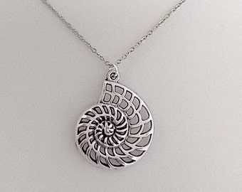 Fibonacci Shell Necklace, Silver Shell Necklace