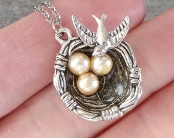 Birds Nest Necklace, Mother Necklace, Gift for Mom