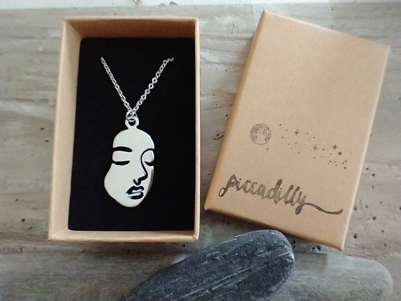 Minimalist Face Necklace, Abstract Face Necklace, Picasso Necklace image 2