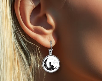 Handmade Cat Earrings, Silver Cat Earrings, Cat Gift