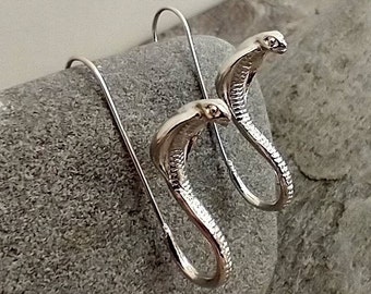 Serpentine Snake Earrings, Silver Snake Earrings, Snake Statement Earrings