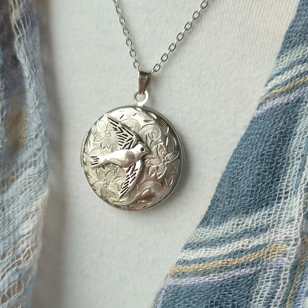 Free Bird Locket, Custom Silver Locket