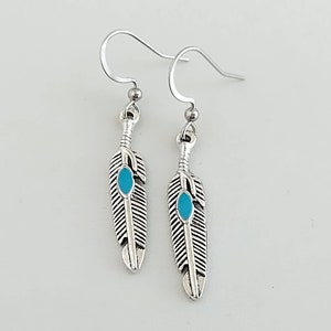 Southwest Feather Earrings, Simple Silver Feather Earrings image 4