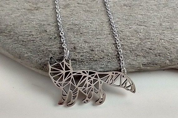 Origami Cat Necklace, Available in Silver or Gold, MN-O-CAT