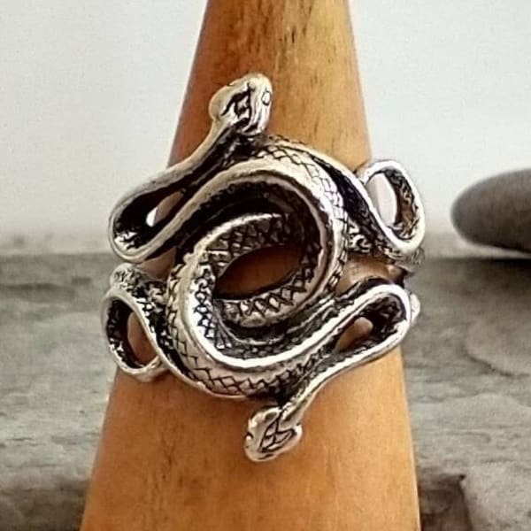 Intertwined Snake Ring, Halloween Ring, Snake Statement Ring