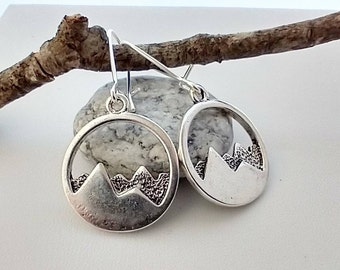 Minimalist Mountain Earrings. Silver Mountain Dangle Earrings, Nature Earrings