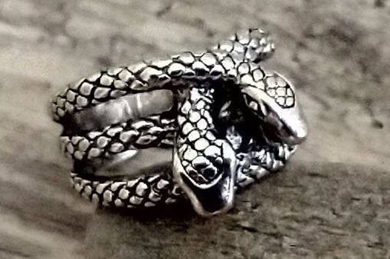 Double Snake Head Ring Silver Snake Ring Snake Statement Etsy