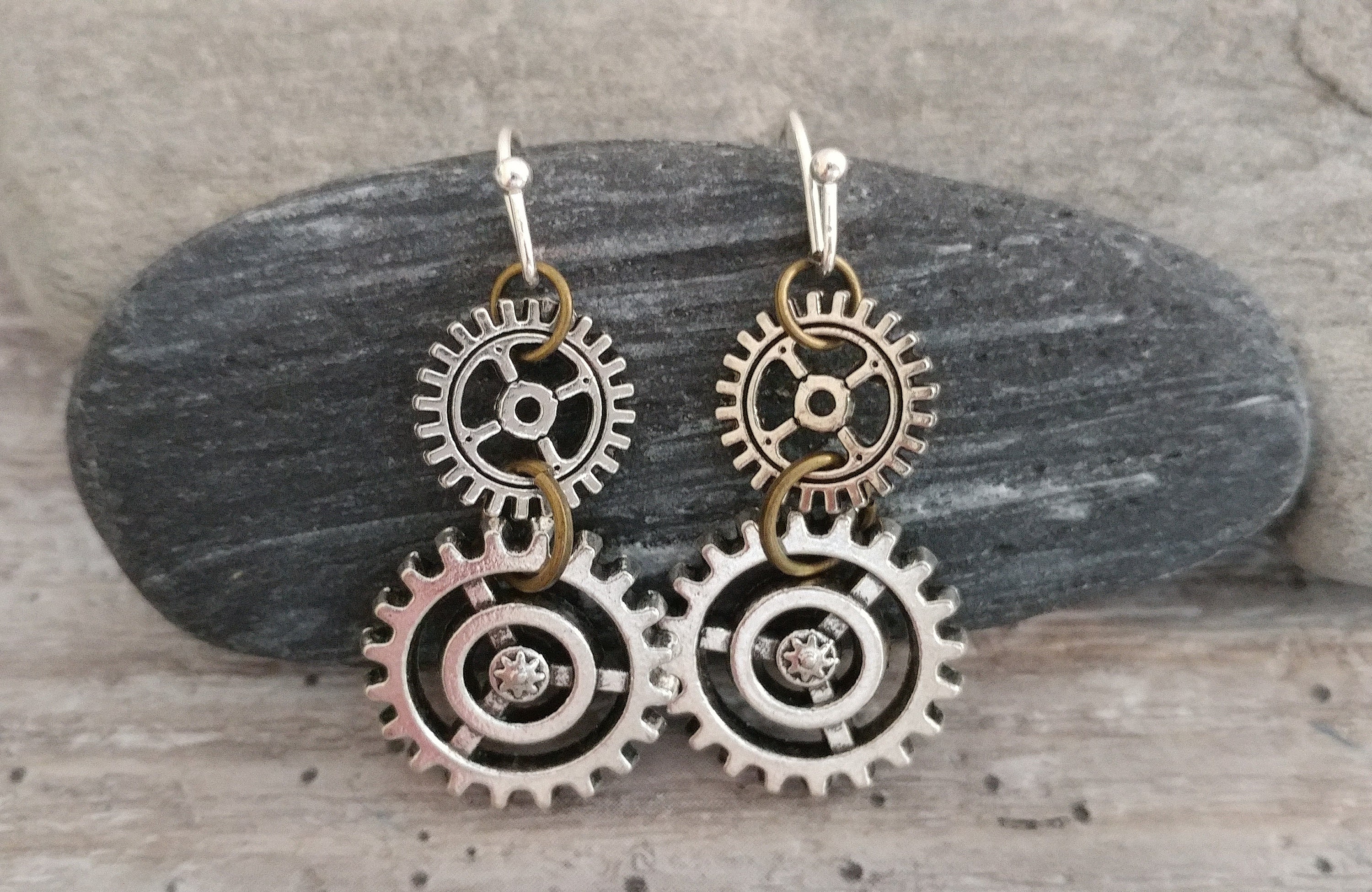 Steampunk cheap gear earrings
