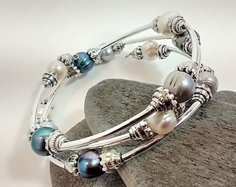 Silver & Gray Memory Wire Bracelet, List Prices reflect MSRP, MWB-02