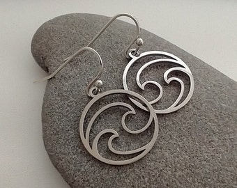 Modern Wave Earrings, Availabe in Silver or Gold
