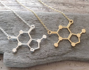 Chocolate Molecule Statement Necklace, Available in Silver or Gold, Chocolate Gift