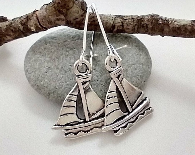 Sail Boat Earrings, Silver Sailboat Earrings