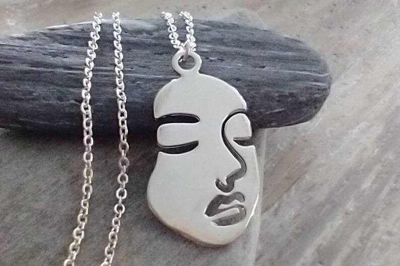 Minimalist Face Necklace, Abstract Face Necklace, Picasso Necklace image 3