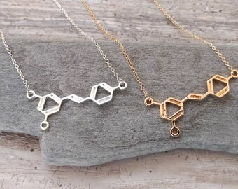 Wine Molecule Necklace, Available in Silver or Gold