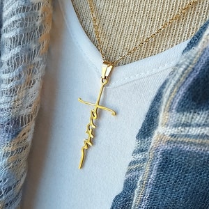 Faith Cross Necklace Silver Faith Necklace Gold Faith Necklace Rose Gold Faith Necklace Etsy