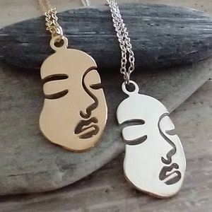 Minimalist Face Necklace, Abstract Face Necklace, Picasso Necklace image 1