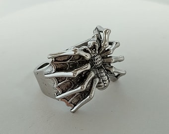 Funky Chunky Spider Ring, Spider Signet Ring, Adjustable