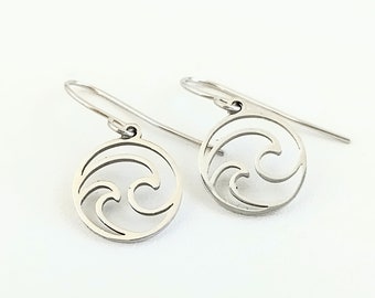 Tiny Wave Earrings, Simple Wave Earrings