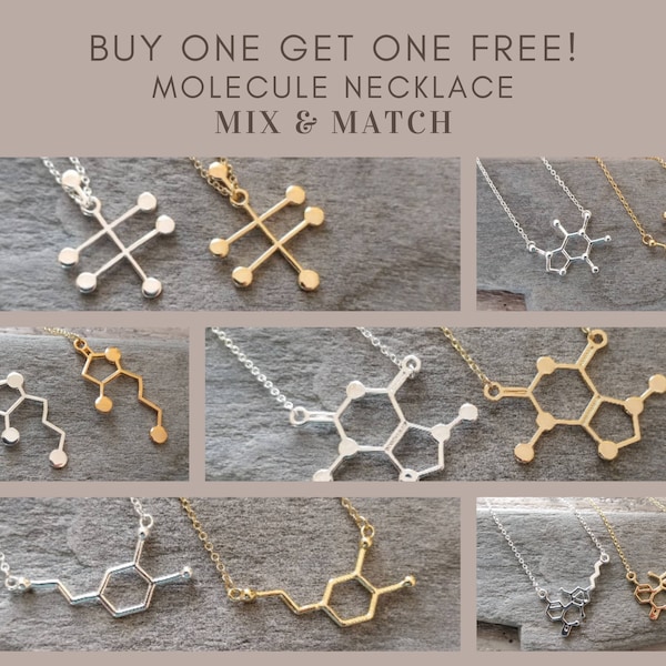 BOGO!  Molecule Necklaces,  Mix & Match  from 8 Different Molecules, Gold  and Silver