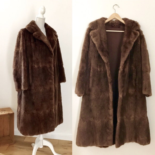 Original Vintage Faux Fur Coat  |  Vegan Faux Fur Winter Coat  |  Long Brown Faux Fur Coat  |  Vintage Chestnut Brown Fake Fur Coat