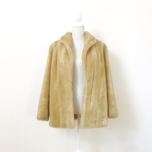 Premium Vintage Blonde Mink Faux Fur Coat | Women's Vintage Fur Coat | Honey Mink Fur Swing Coat | Vintage 60s/70s Fur Coat | Vegan Fur Coat