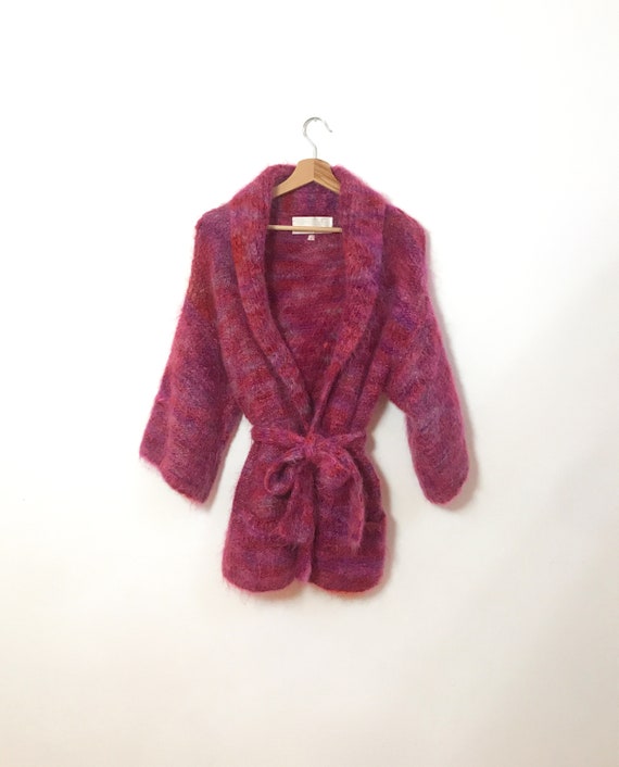 Cerise Pink Mohair Cardigan | Vintage Mohair Car