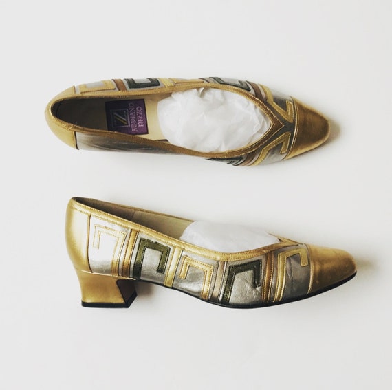 gold slip on heels
