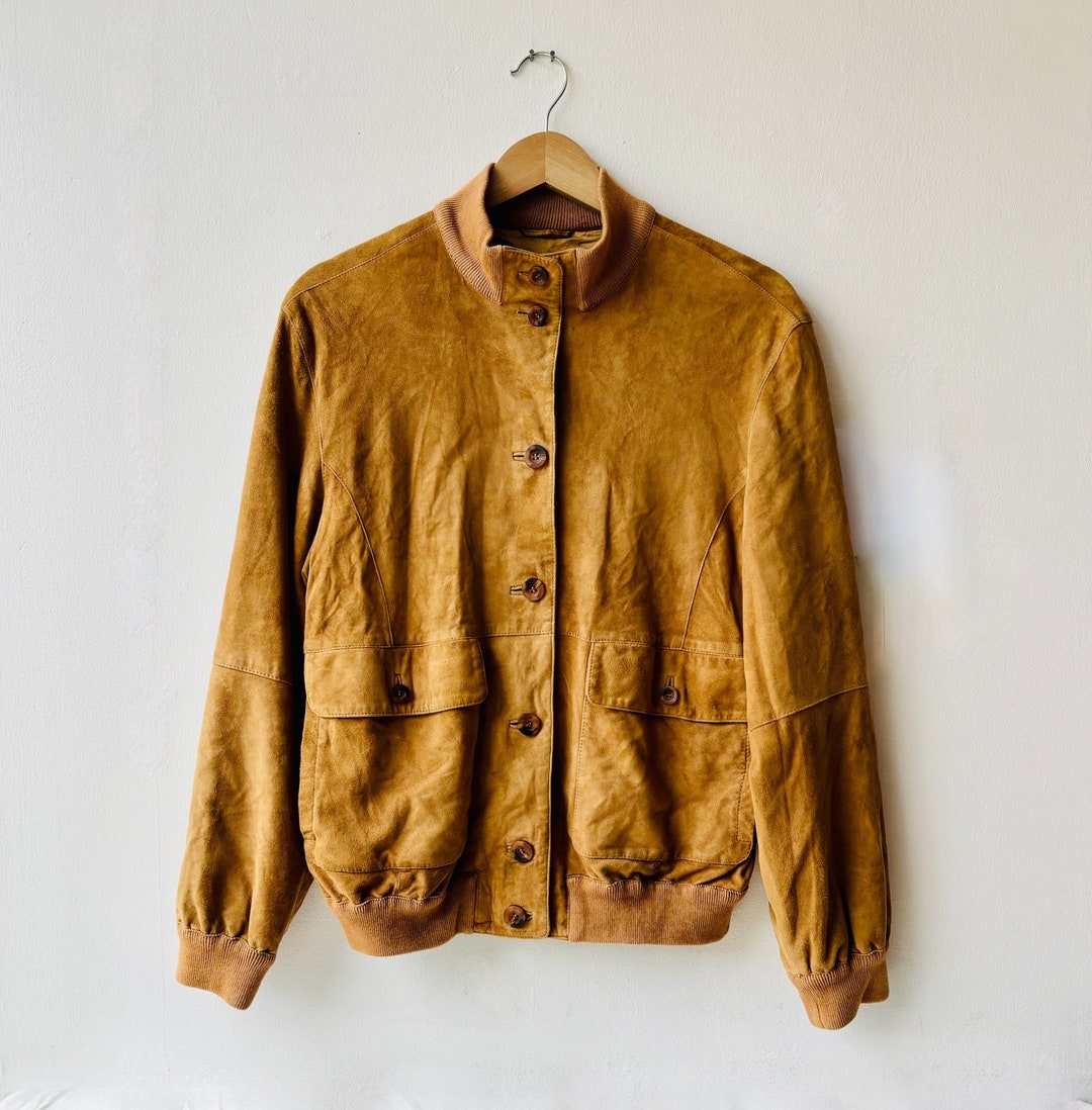 Vintage 90s Suede Jacket | Tan Suede Leather Jacket - Etsy Vintage 90s Suede Jacket | Tan Suede Leather Jacket - Etsy