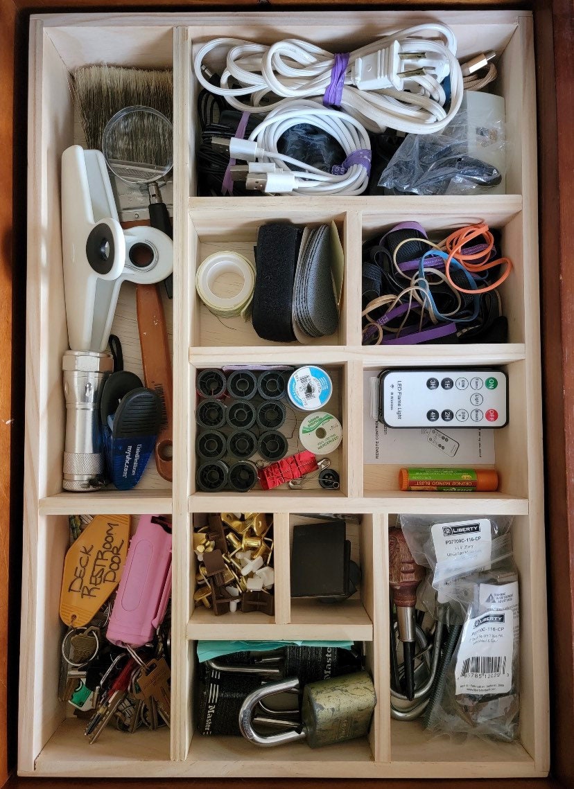 Junk Drawer Organization that Stays Put - Honeybear Lane