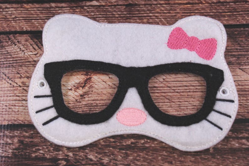Hello Geeky Kitty Inspired Embroidered Mask