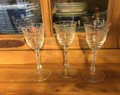 1940s Libbey - Rock Sharpe Pattern 3005-2 3900 Wine Glass Goblet (2 sold only 1 left)